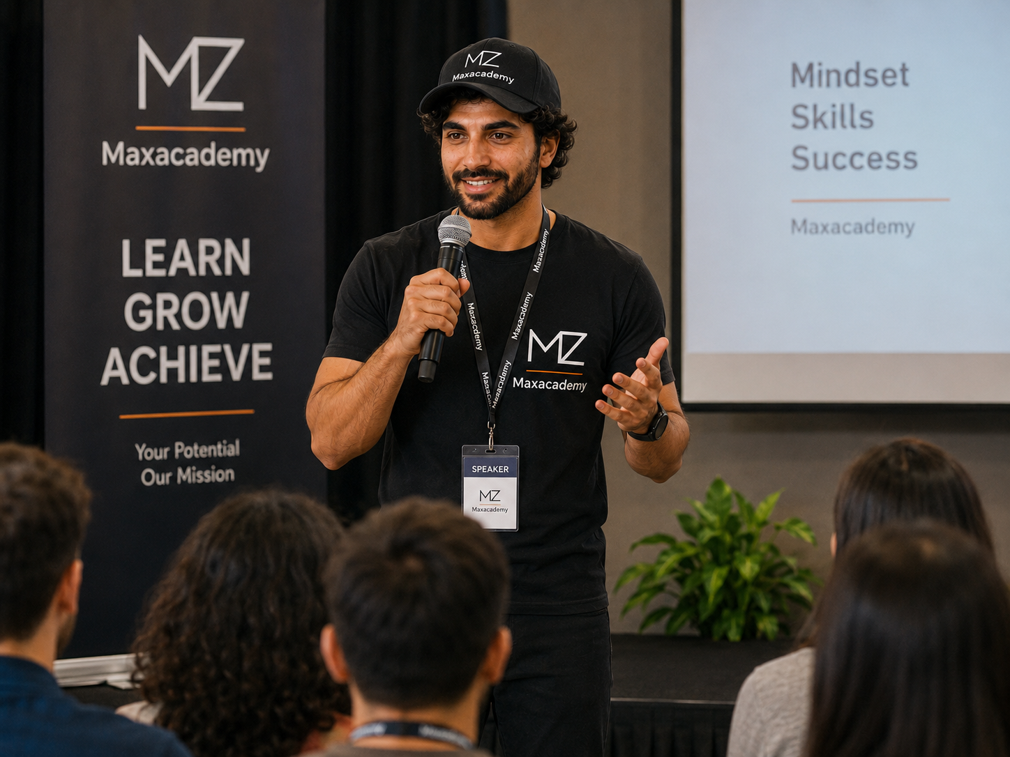 Dr Max speaking at a MAXACADEMY event